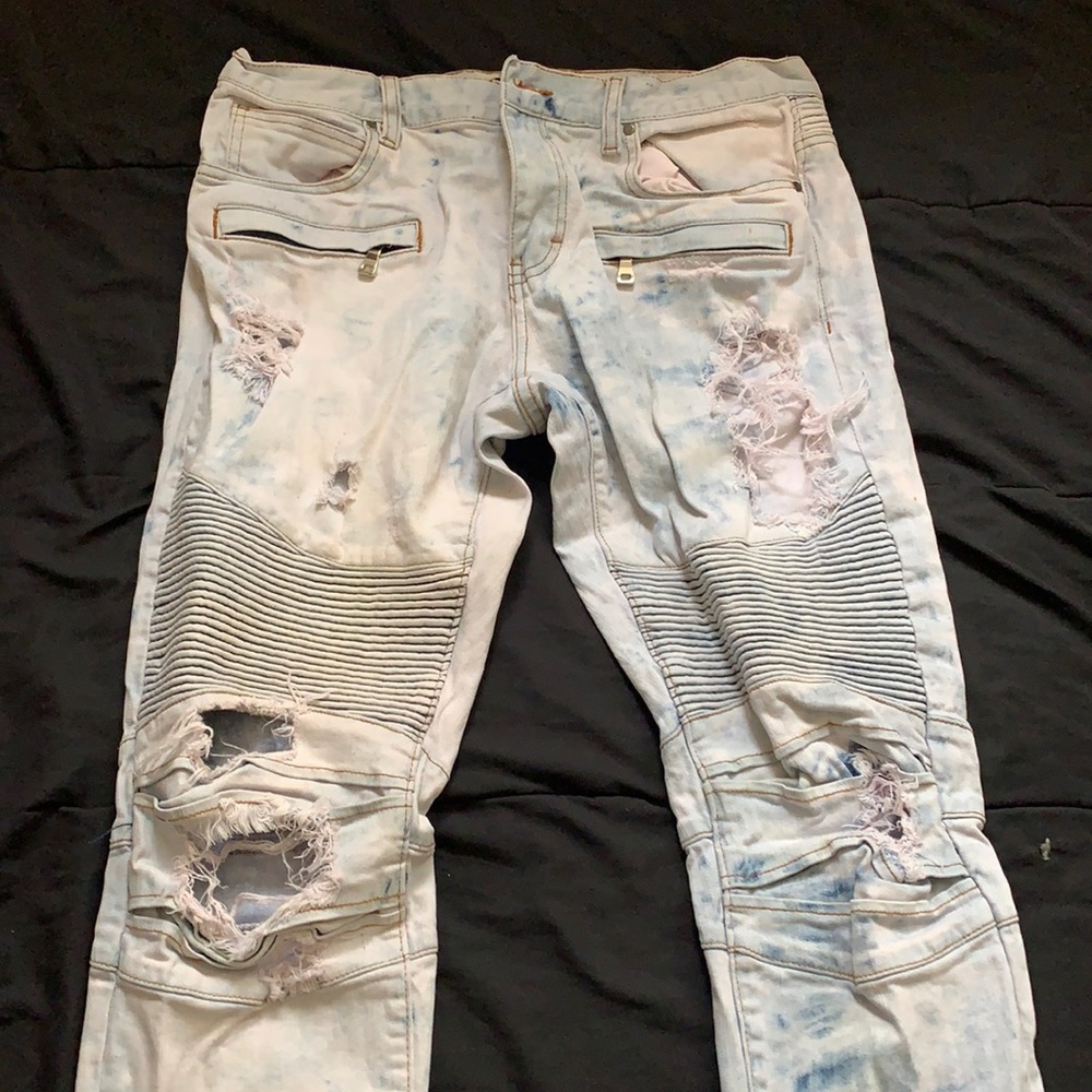 Embellish mens Blue jeans ripped